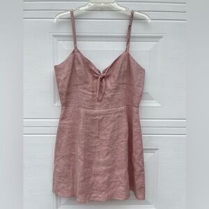 Reformation Dress Linen Pink 10 Keyhole Bow Adjustable Straps